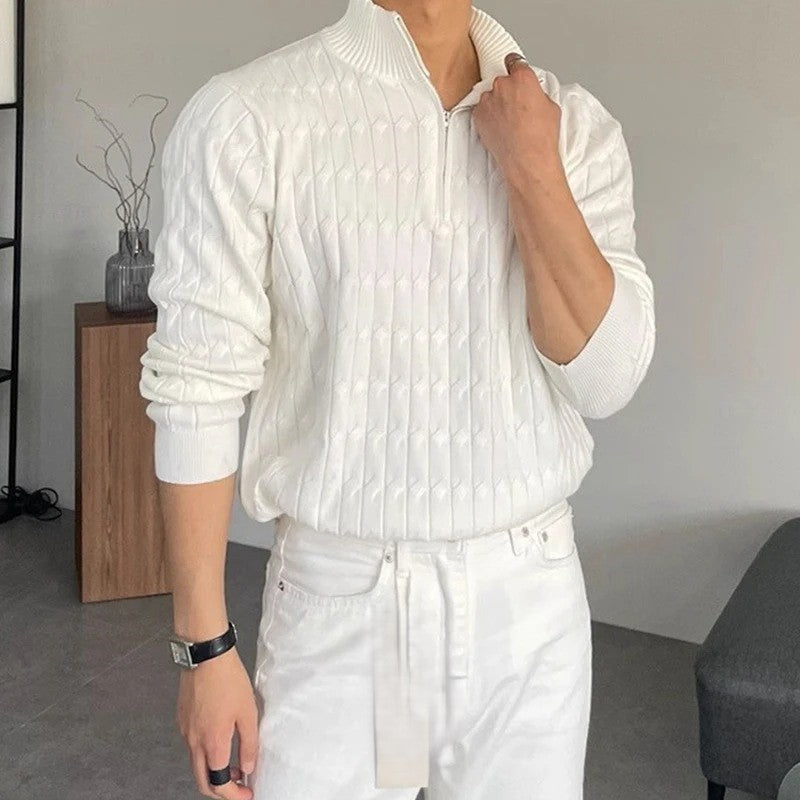 Zipped Jacquard Sweater