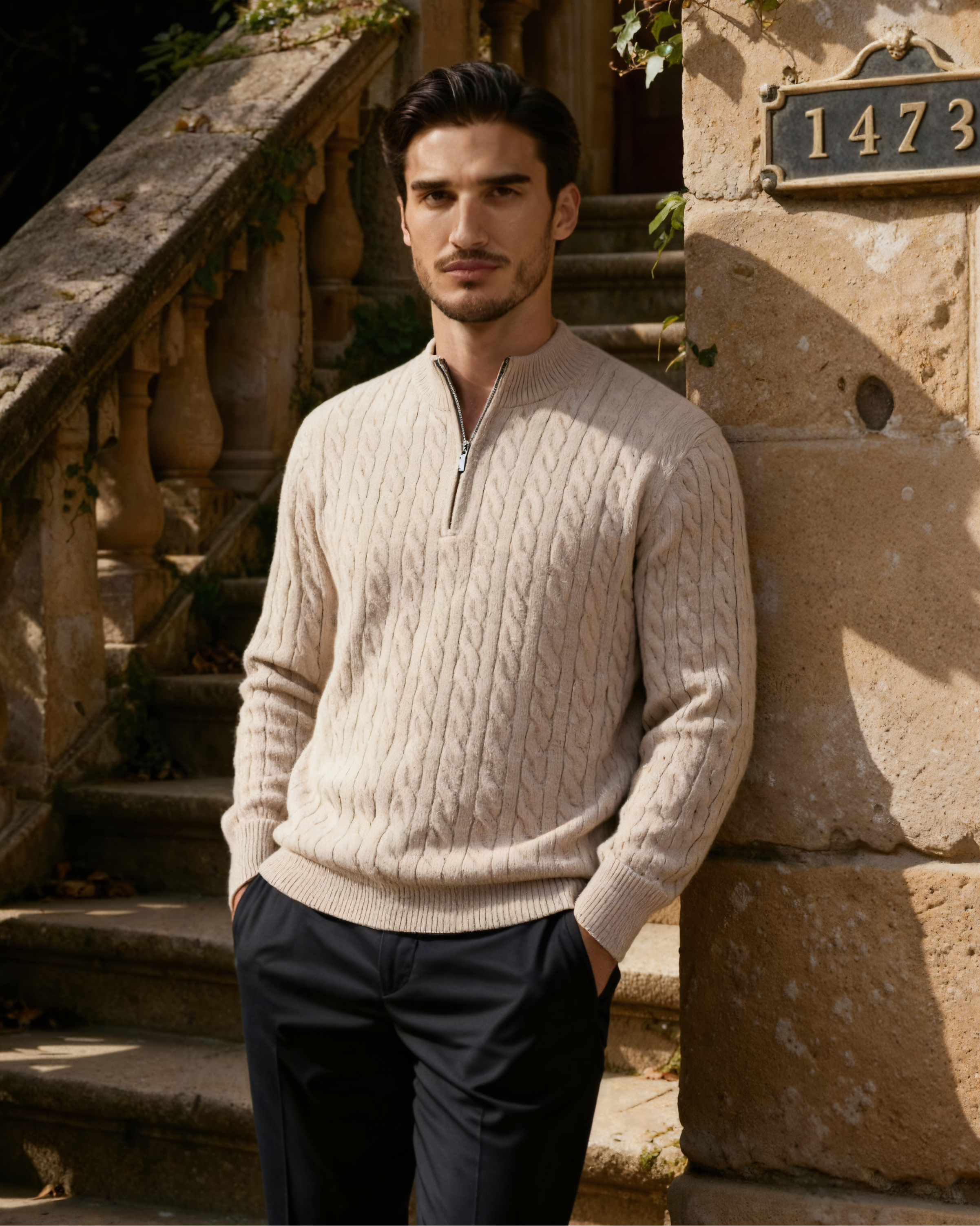 Cashmere Woven Half Zip