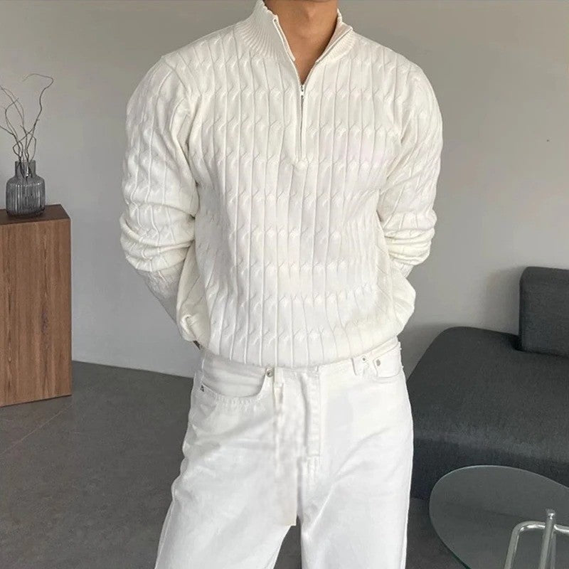 Zipped Jacquard Sweater